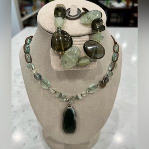 Silpada Citrine Quartz Grn Gem Necklace, Prehnite Quartz Serpentine Bracelet